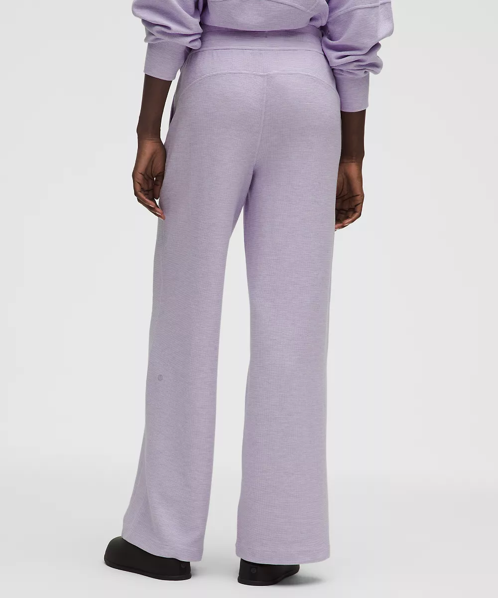 Pantalon jambe large taille mi-haute Scuba *Waffle — Heathered Faint Lavender, view 3