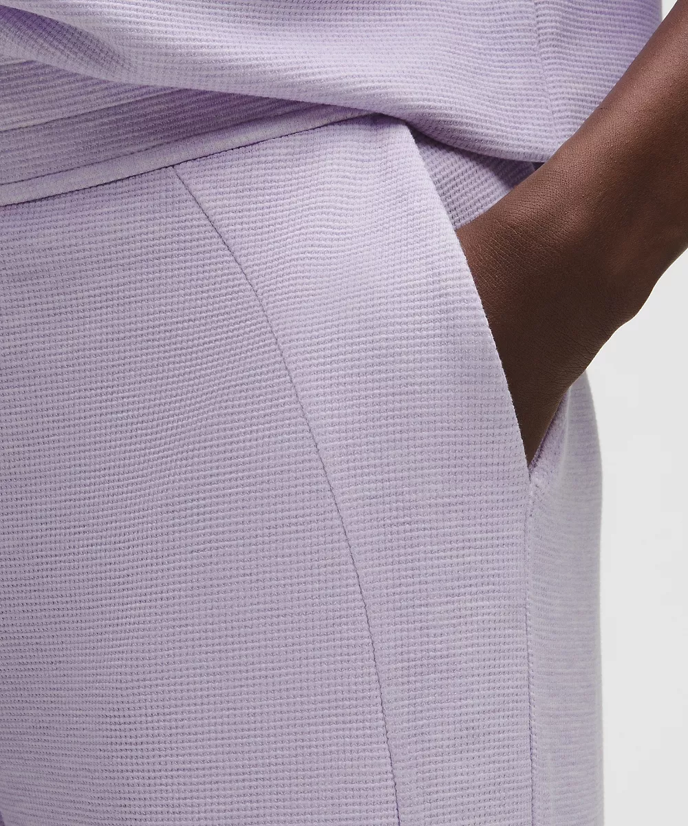 Pantalon jambe large taille mi-haute Scuba *Waffle — Heathered Faint Lavender, view 5
