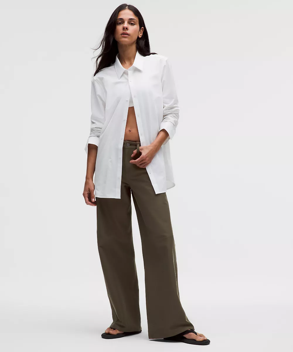 Pantalon EasyFive taille basse jambe large classique *Regular — Olive Brown, view 1