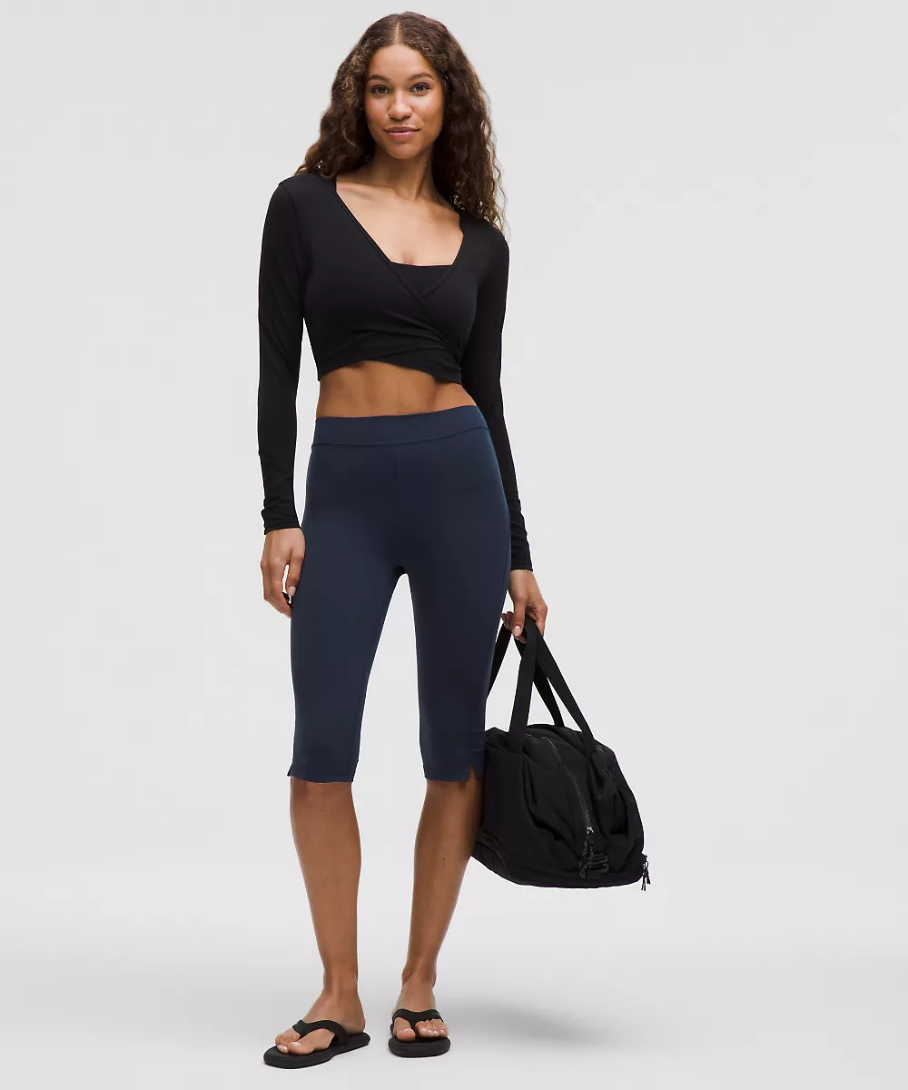 Groove legging court taille haute à ourlet cranté 15" — Club Blue, view 1