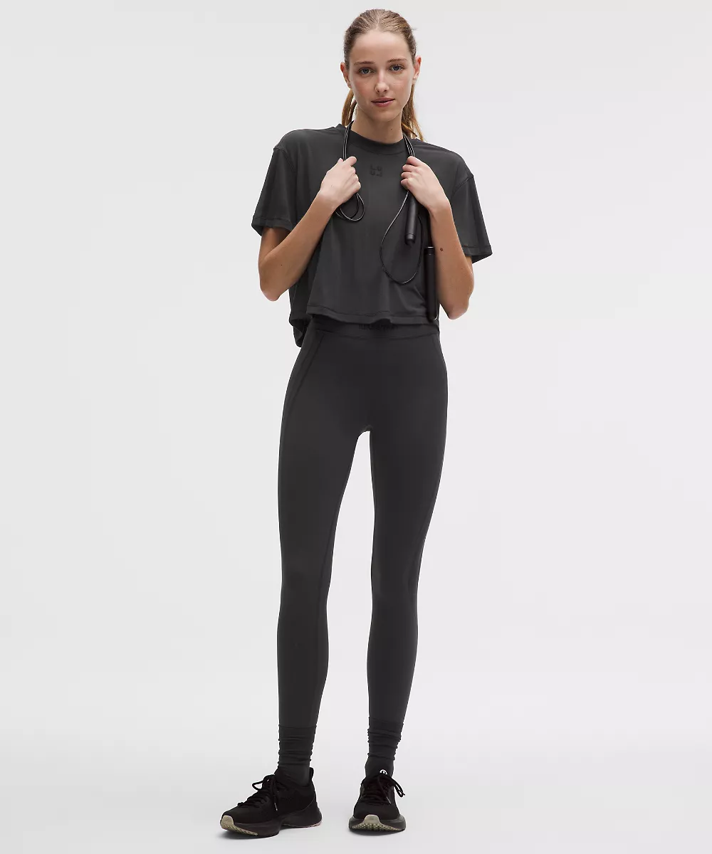 Legging taille haute Wunder Train 25" *Flocked — Black/Black, view 1