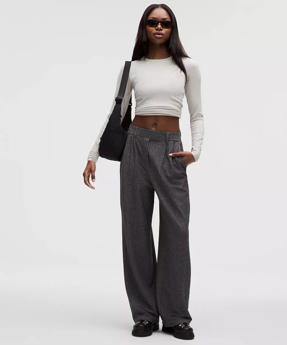 Pantalon Daydrift taille haute jambe large Regular *Chevrons — Heathered Herringbone Heathered Deep Coal Black, view 1