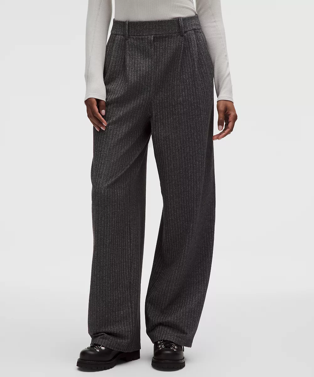Pantalon Daydrift taille haute jambe large Regular *Chevrons — Heathered Herringbone Heathered Deep Coal Black, view 2