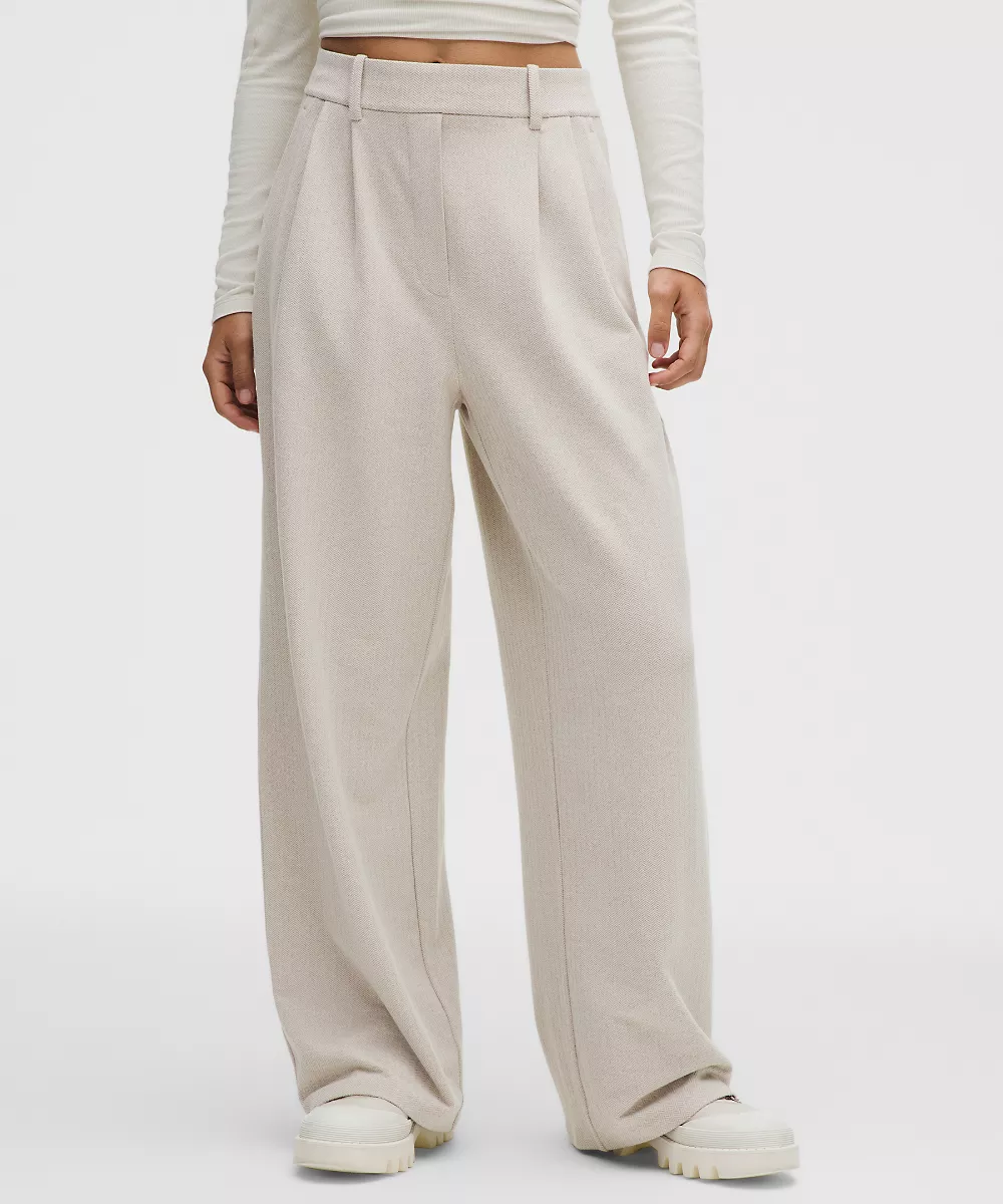 Pantalon Daydrift taille haute jambe large Court *Chevrons — Heathered Herringbone Heathered Nutmeg Light Ivory, view 2