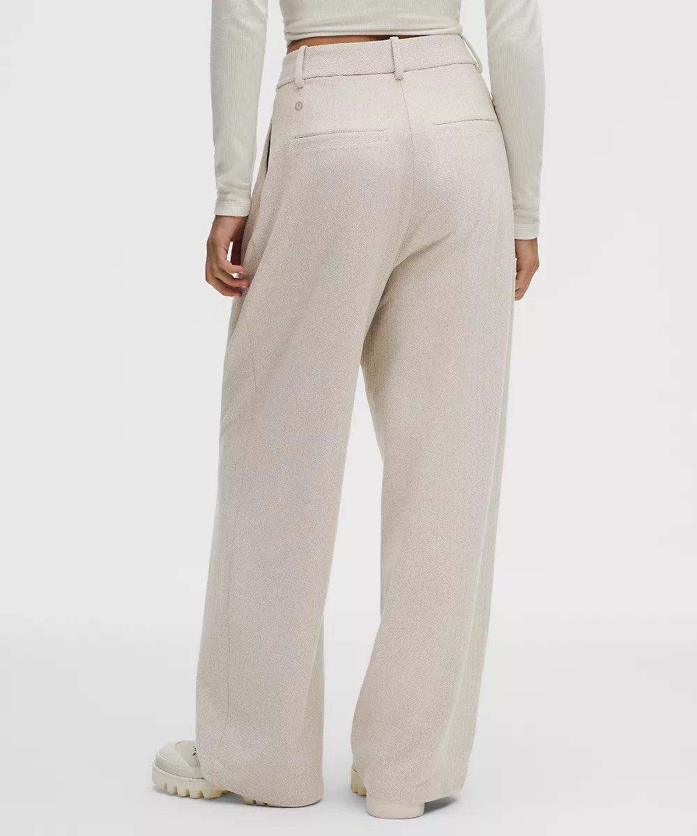 Pantalon Daydrift taille haute jambe large Court *Chevrons — Heathered Herringbone Heathered Nutmeg Light Ivory, view 3