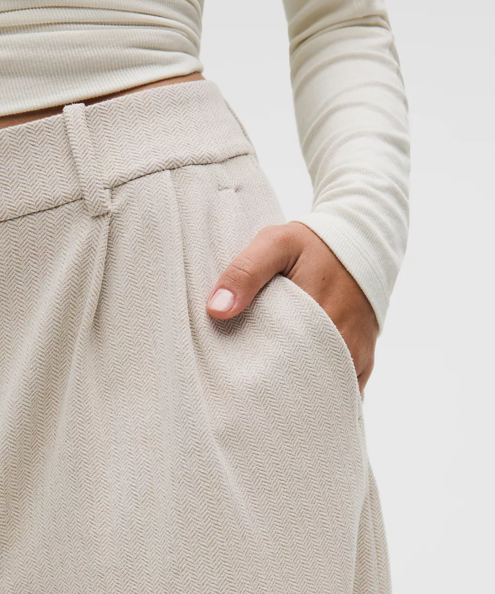 Pantalon Daydrift taille haute jambe large Court *Chevrons — Heathered Herringbone Heathered Nutmeg Light Ivory, view 5
