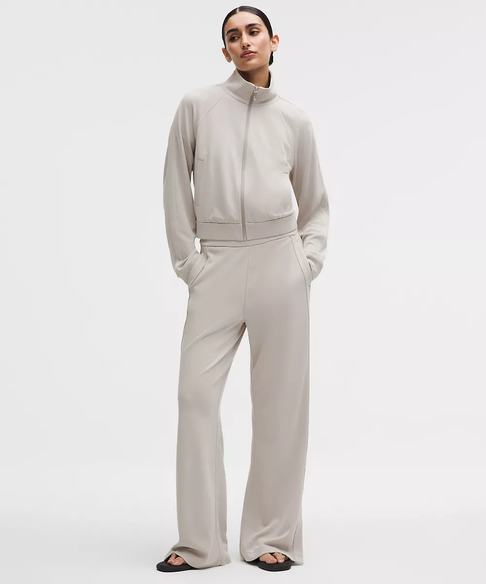 Pantalon Softstreme taille haute jambe large piqué *Regular — Downtown Tan, view 1