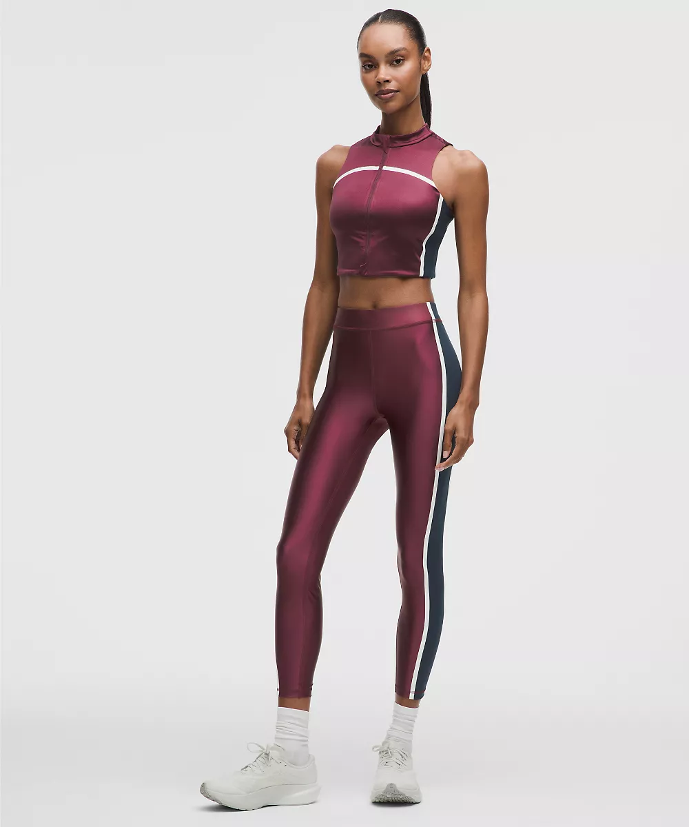 Legging taille haute Satin Shine 25" *Stripe — Burgundy Bay/True Navy/Light Ivory, view 1
