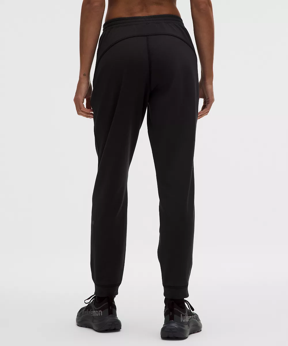 Jogging polaire texturé taille haute — Black/Light Ivory, view 3