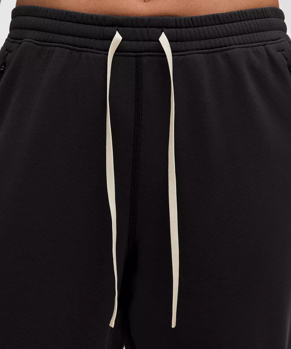 Jogging polaire texturé taille haute — Black/Light Ivory, view 4
