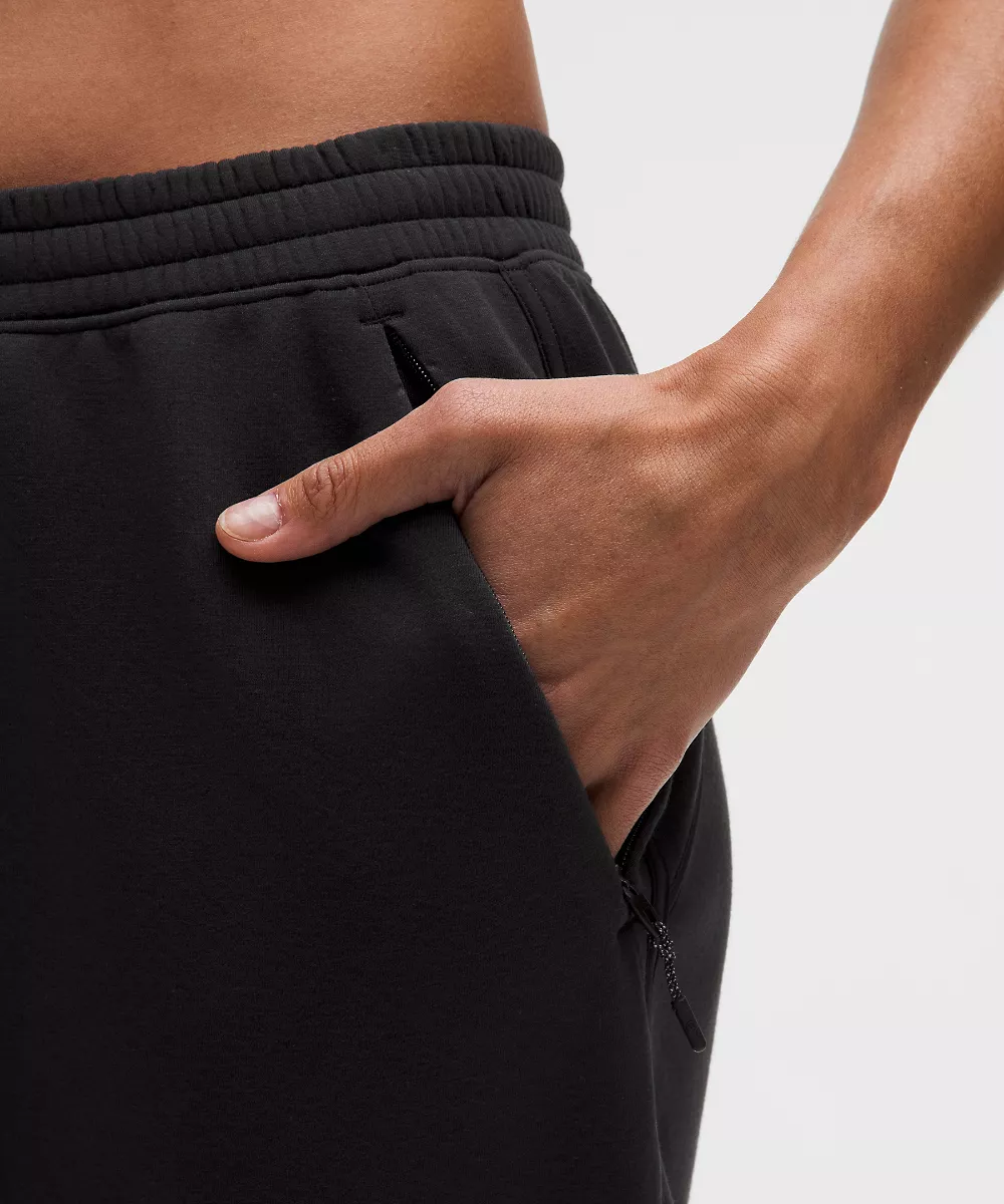 Jogging polaire texturé taille haute — Black/Light Ivory, view 5