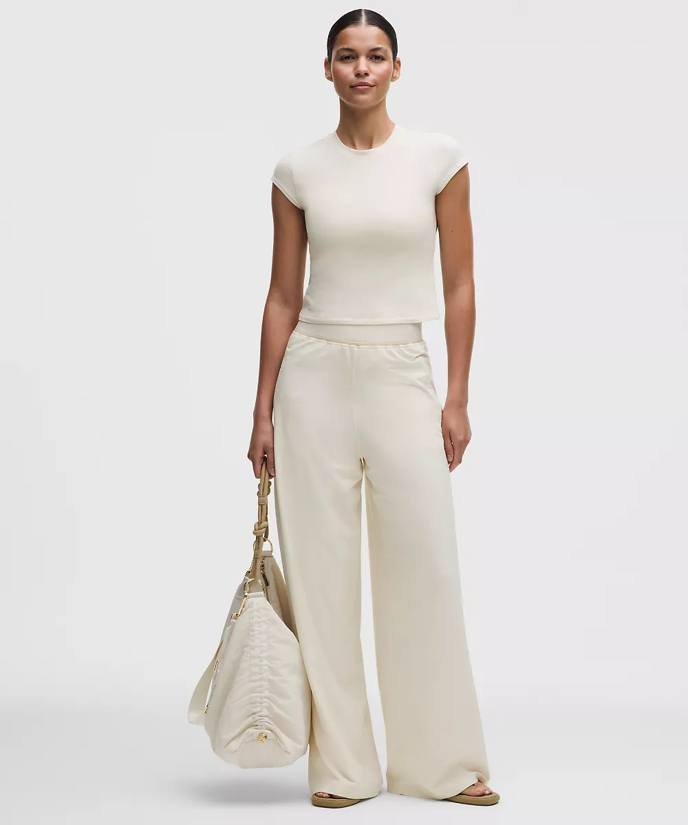 Pantalon Swift taille haute jambe large *Ceinture logo — Light Ivory/Trench, view 1