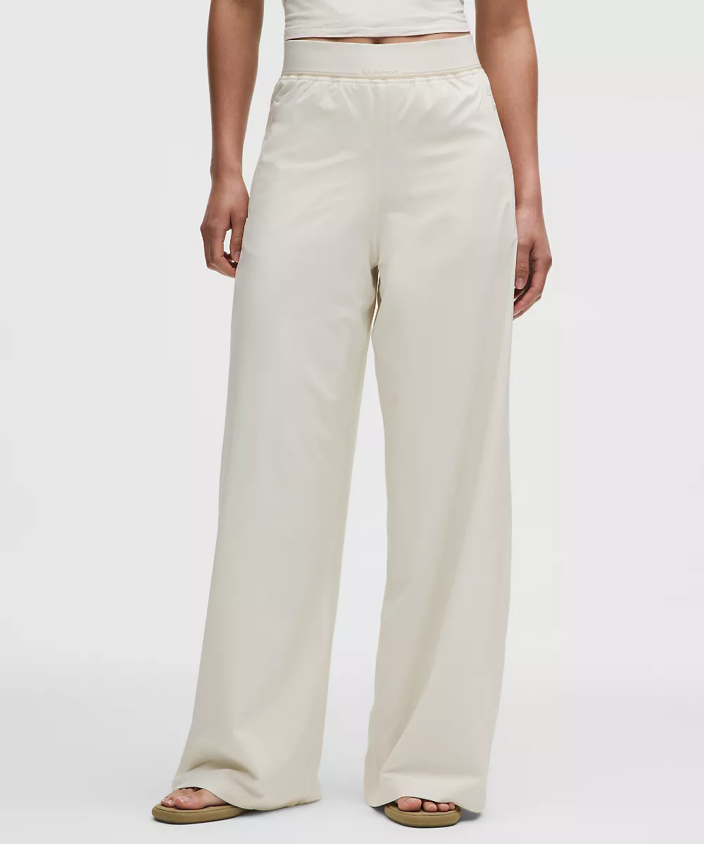 Pantalon Swift taille haute jambe large *Ceinture logo — Light Ivory/Trench, view 2