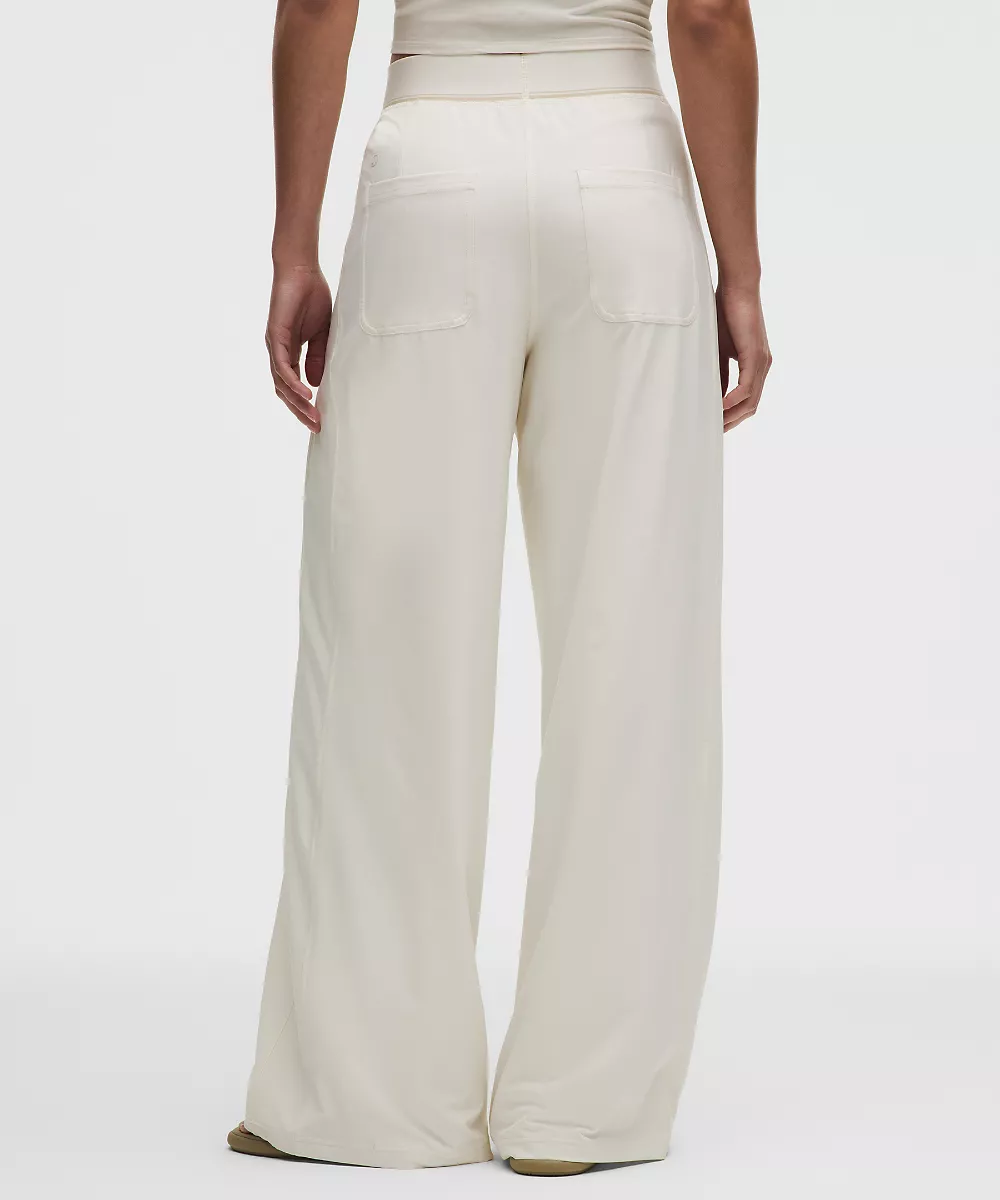 Pantalon Swift taille haute jambe large *Ceinture logo — Light Ivory/Trench, view 3