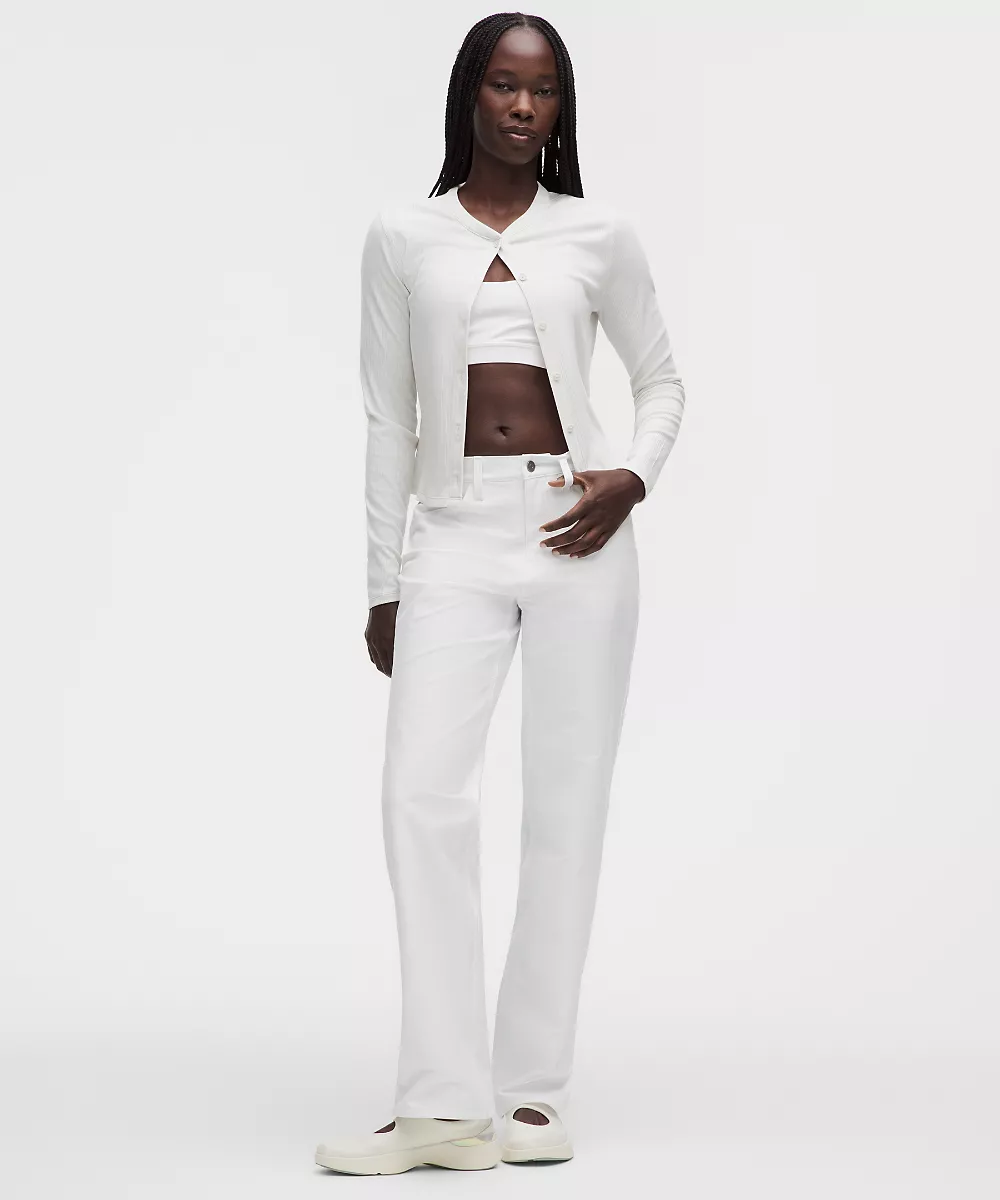 Pantalon EasyFive taille mi-haute droit décontracté *Grande taille — White, view 1