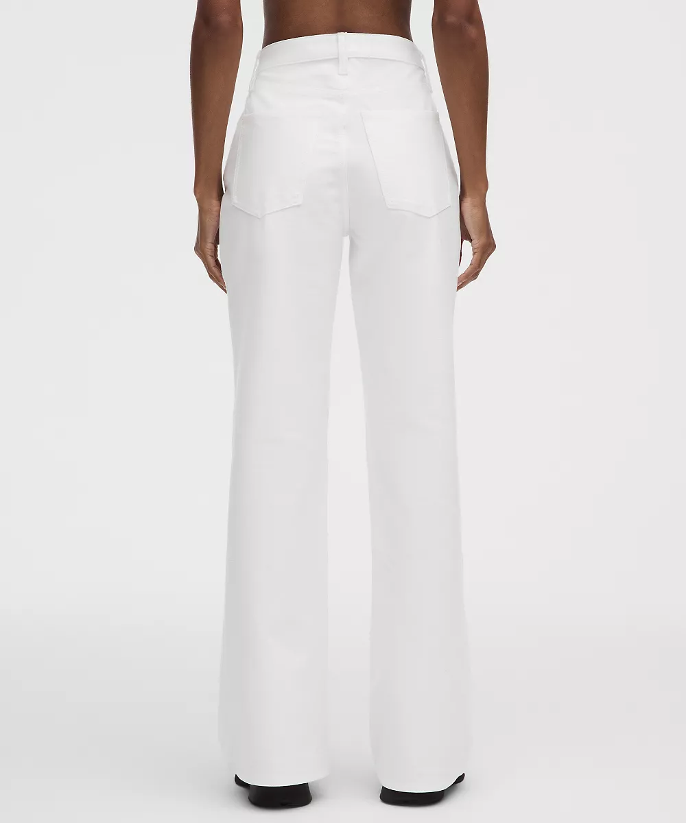Pantalon EasyFive taille haute légèrement évasé *Court — White, view 3