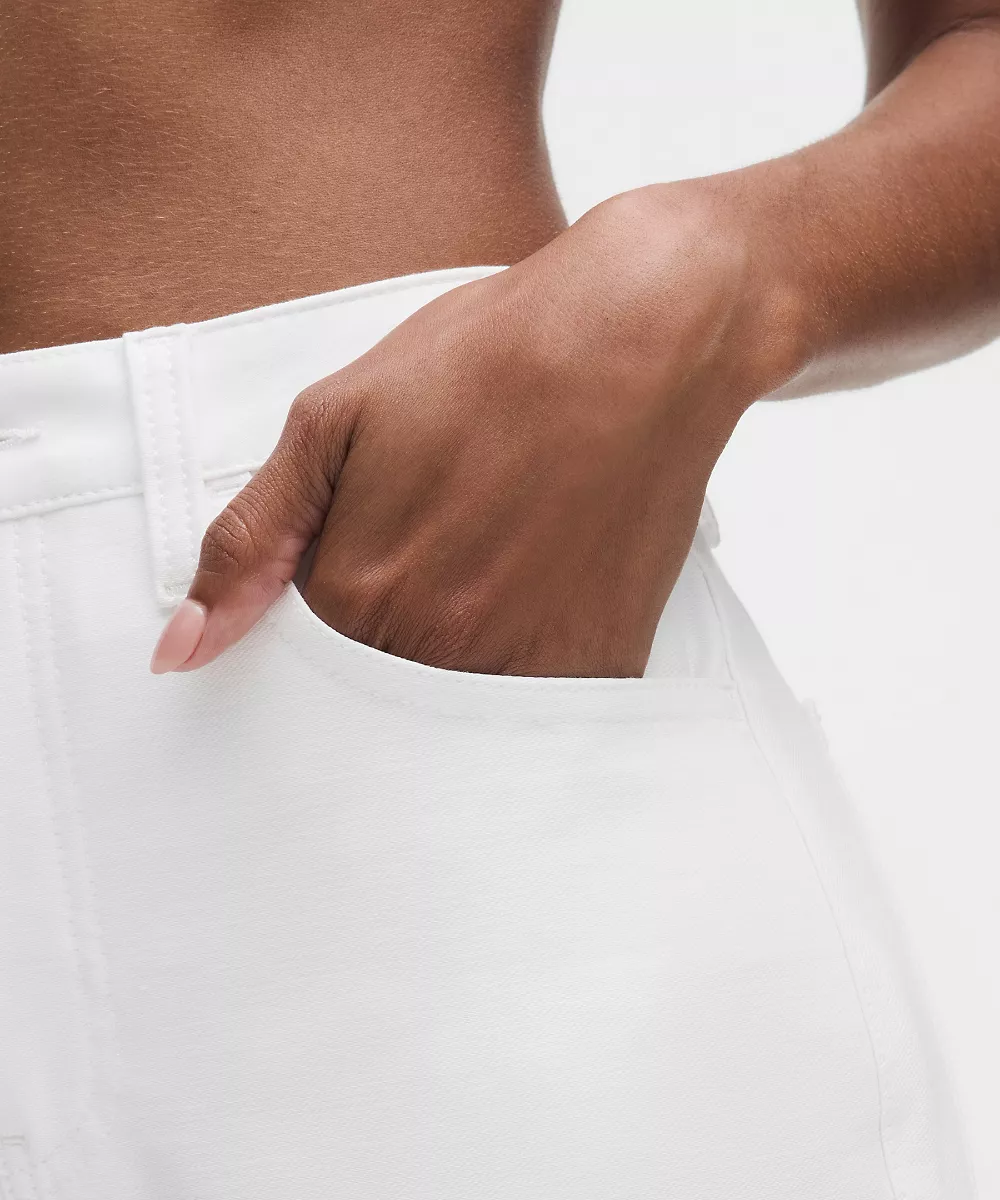 Pantalon EasyFive taille haute légèrement évasé *Court — White, view 5