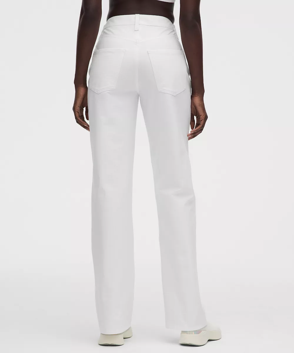 Pantalon EasyFive taille mi-haute droit décontracté *Court — White, view 3