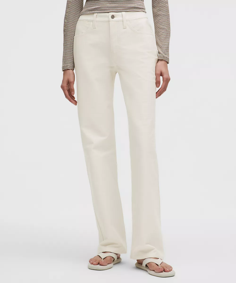 Pantalon EasyFive taille mi-haute droit décontracté *Court — Light Ivory, view 2