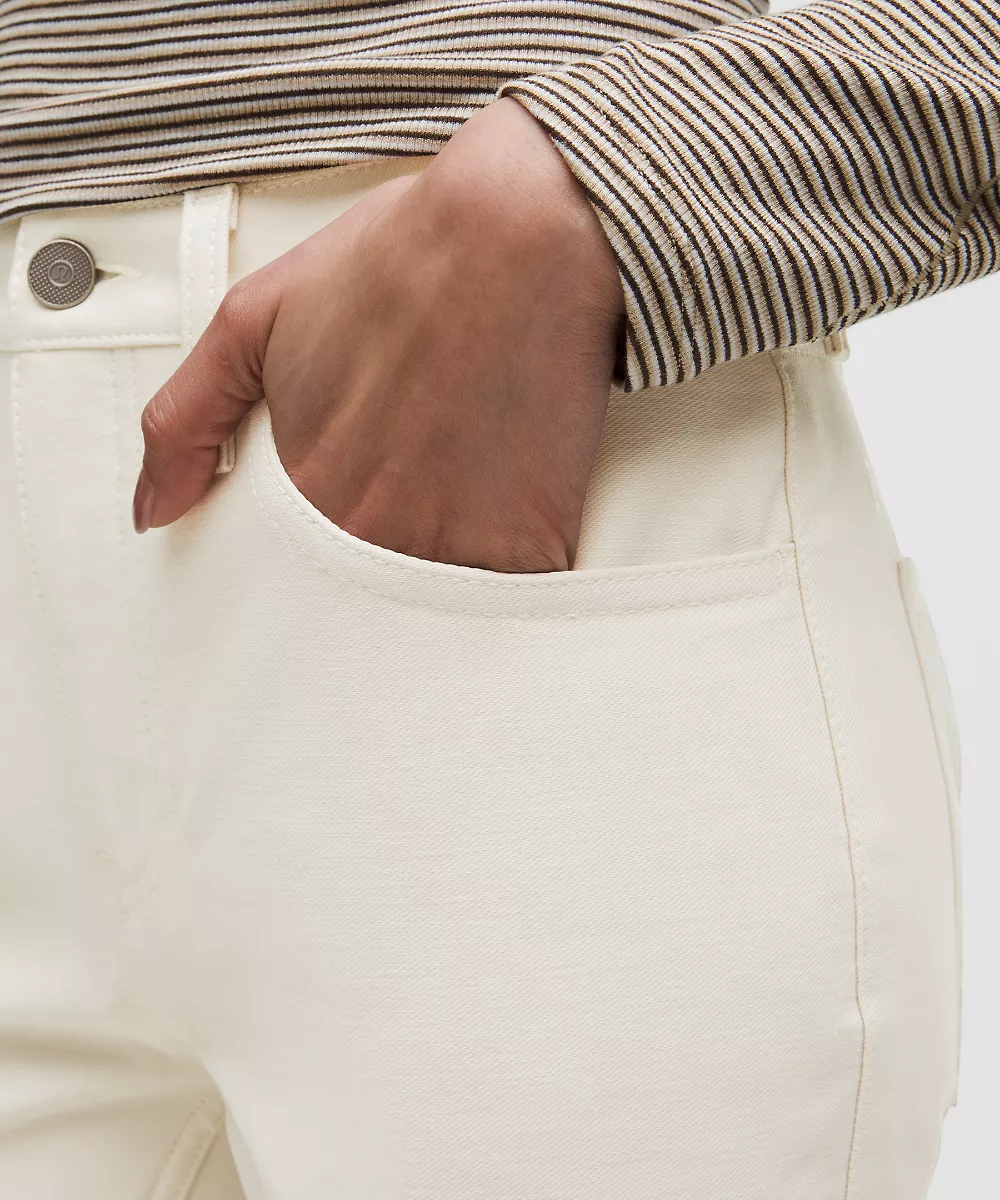 Pantalon EasyFive taille mi-haute droit décontracté *Court — Light Ivory, view 5