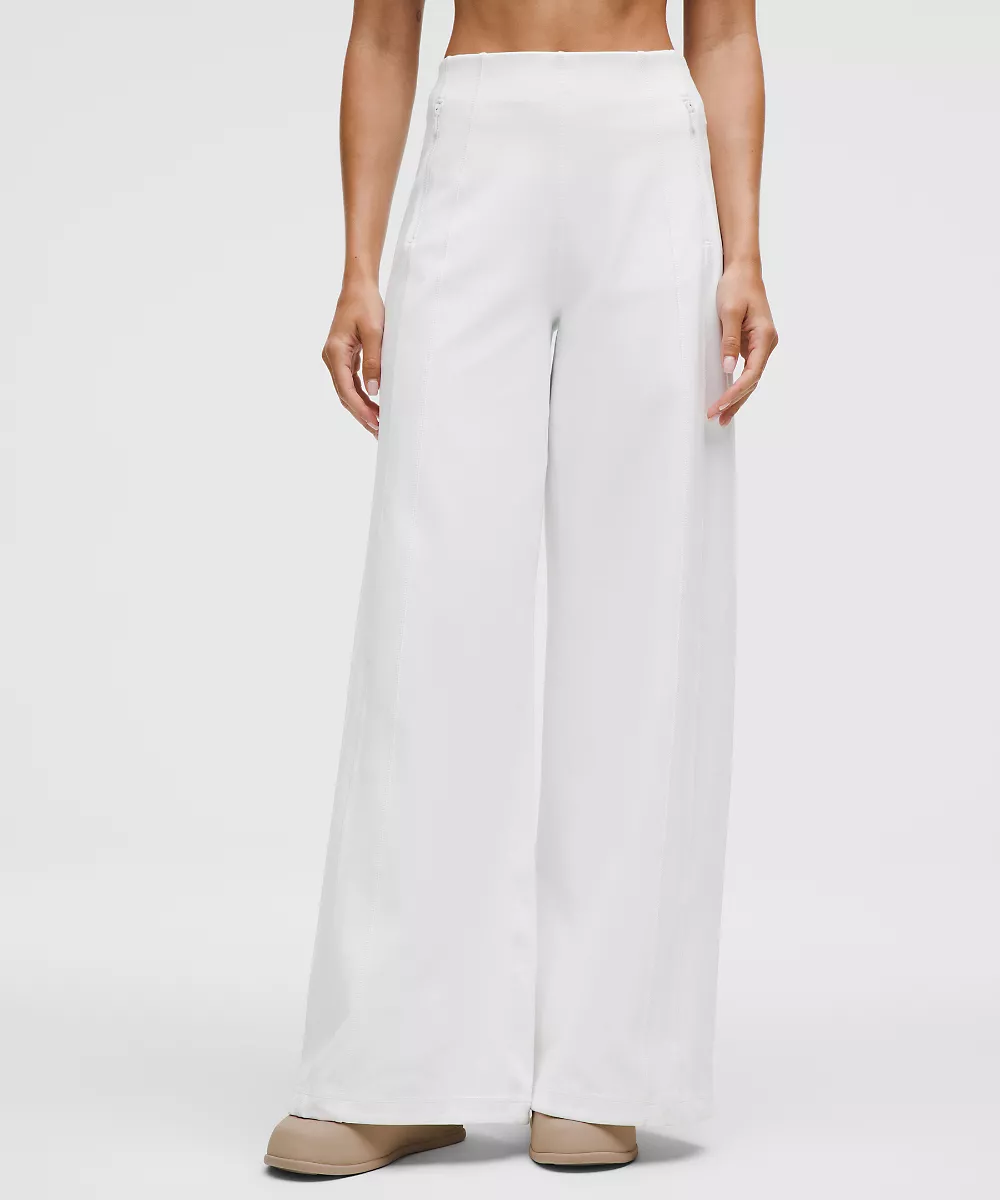 Pantalon Define taille haute jambe large *Luon — White, view 2