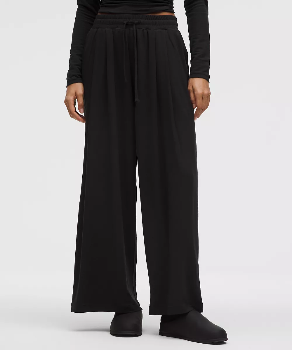 Pantalon taille haute plissé à jambe extra-large BeCalm — Black, view 2