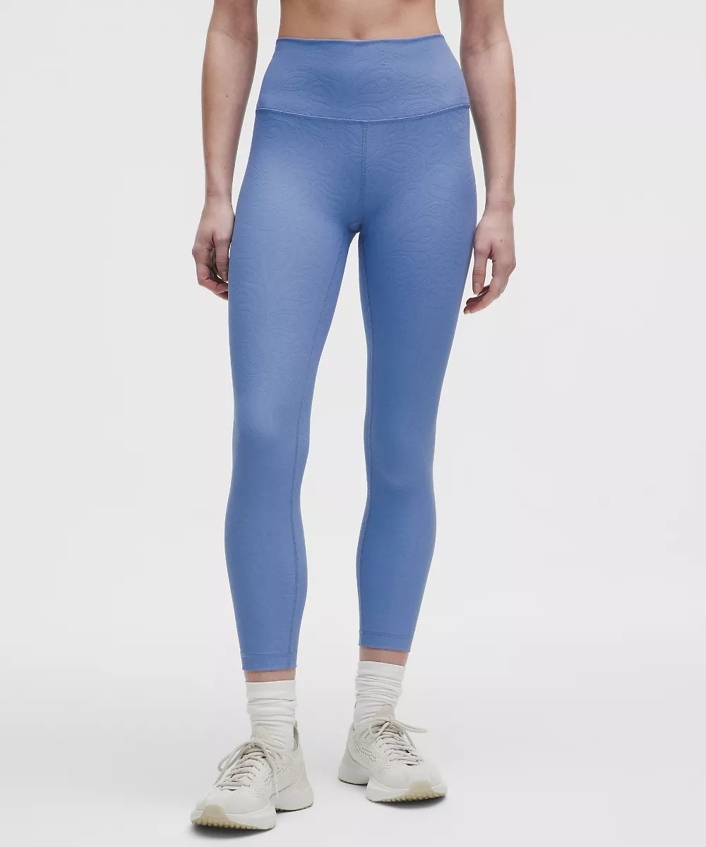 Legging taille haute Train jacquard cachemire 3D 25" — Paisley Texture Prep Blue, view 2