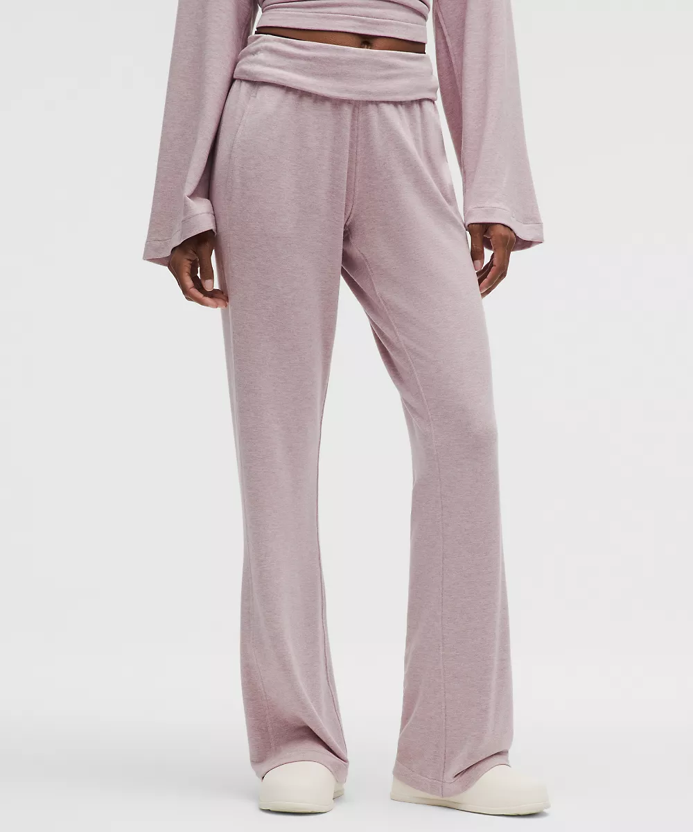 Pantalon évasé taille mi-haute BeCalm — Heathered Porcelain Pink, view 2