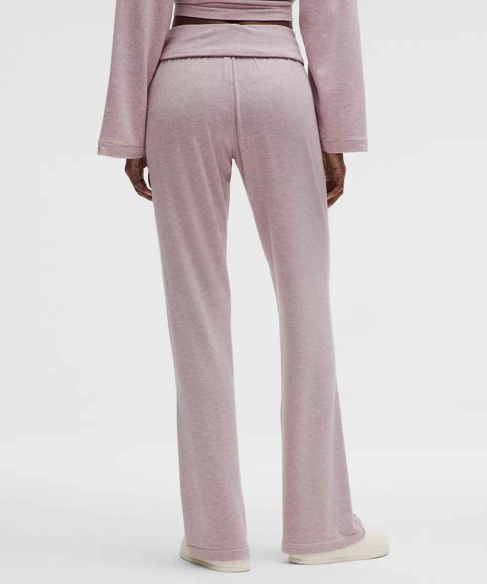 Pantalon évasé taille mi-haute BeCalm — Heathered Porcelain Pink, view 3