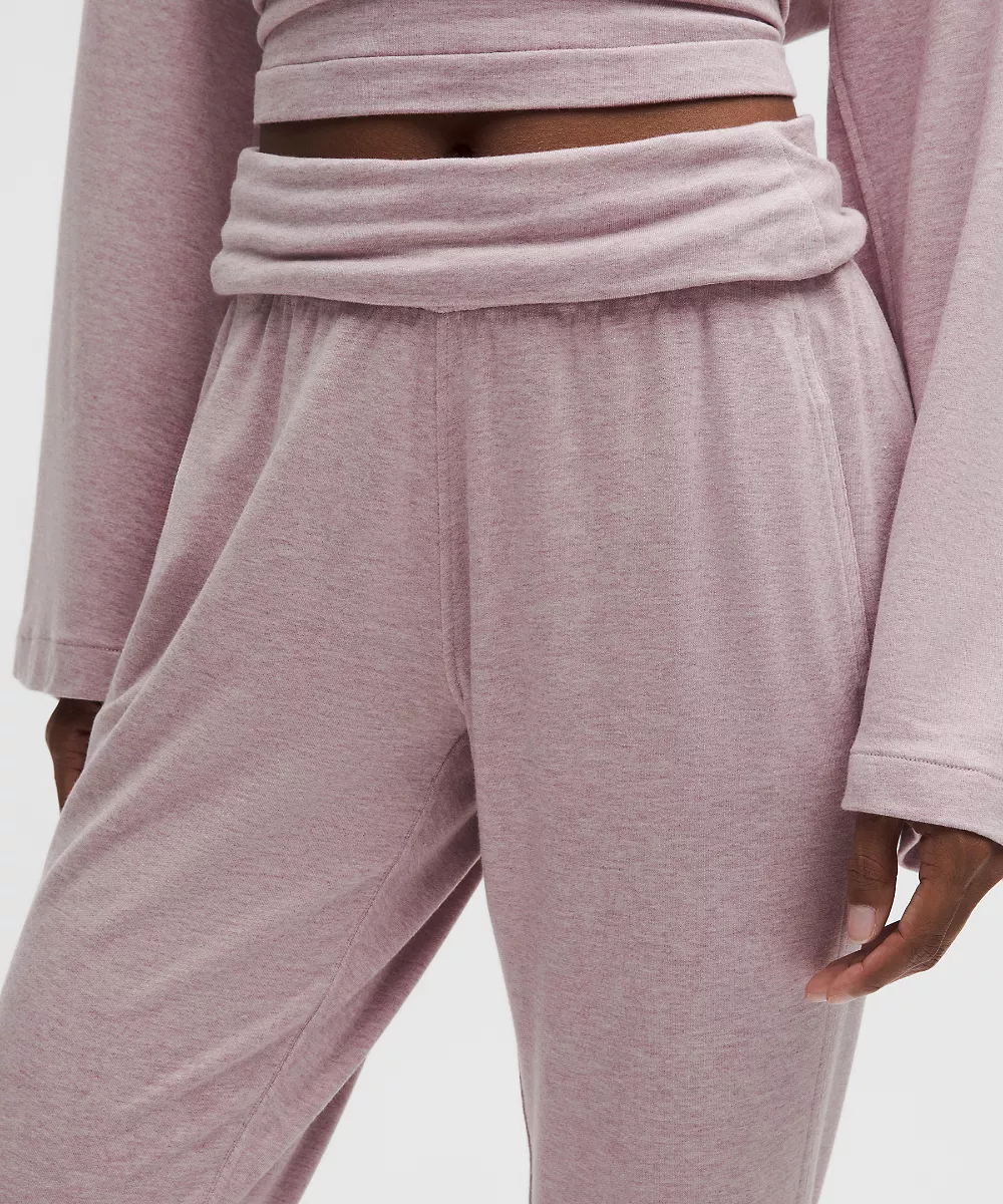 Pantalon évasé taille mi-haute BeCalm — Heathered Porcelain Pink, view 4