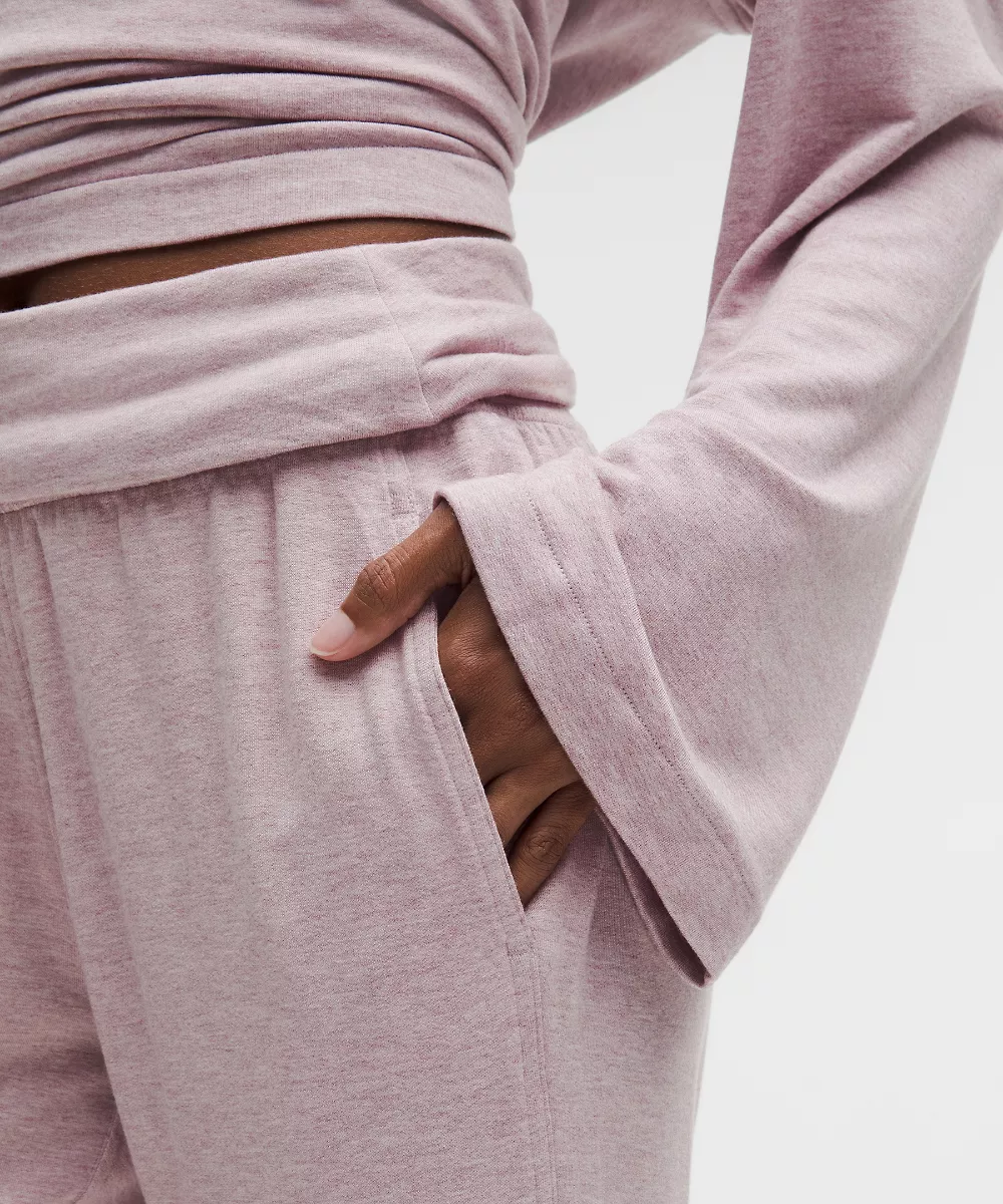 Pantalon évasé taille mi-haute BeCalm — Heathered Porcelain Pink, view 5
