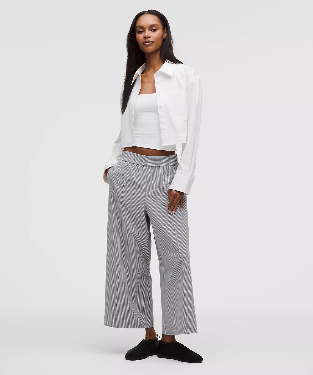 Pantalon court taille mi-haute Breezily — Hype Stripe Raceway Grey White, view 1
