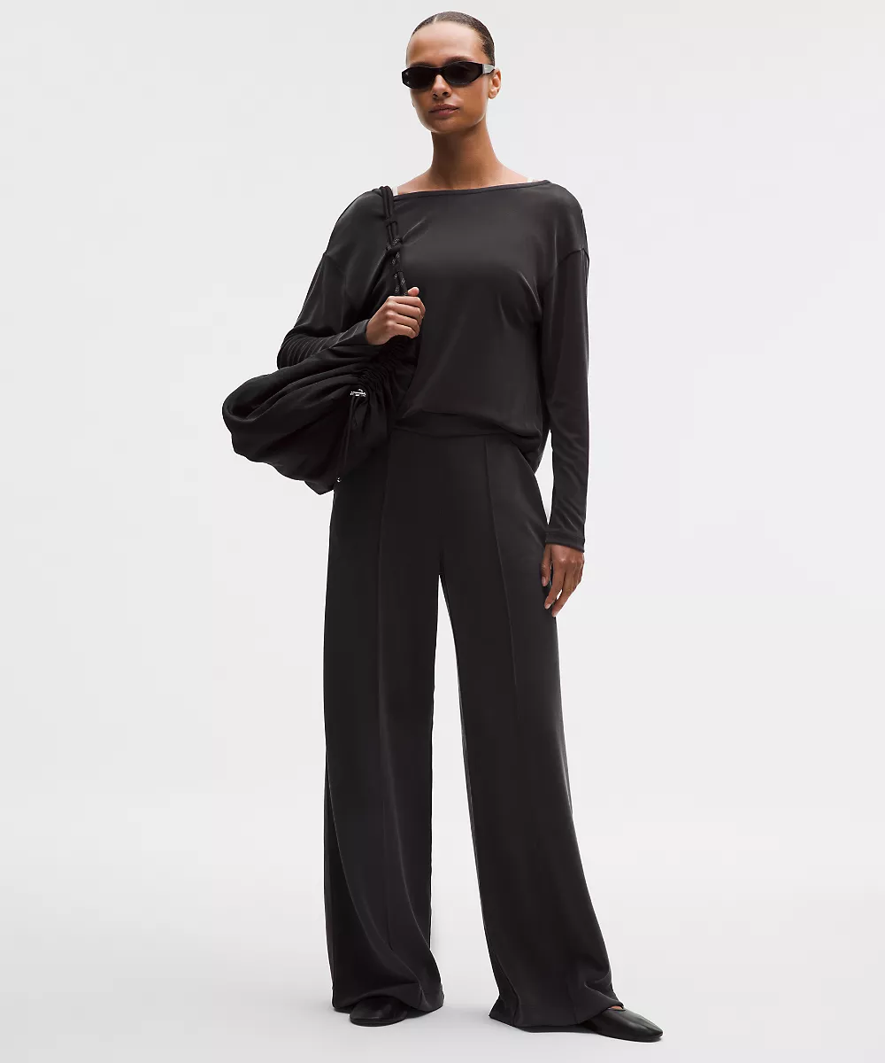 Pantalon Softstreme à plis taille haute jambe large *Regular — Black, view 1