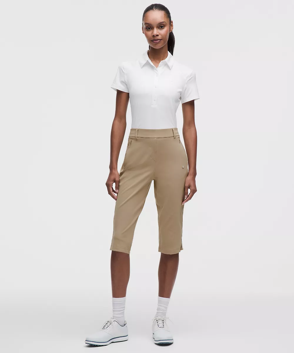 Pantalon de golf court taille haute à enfiler 16" — Wacky Khaki/Light Ivory, view 1