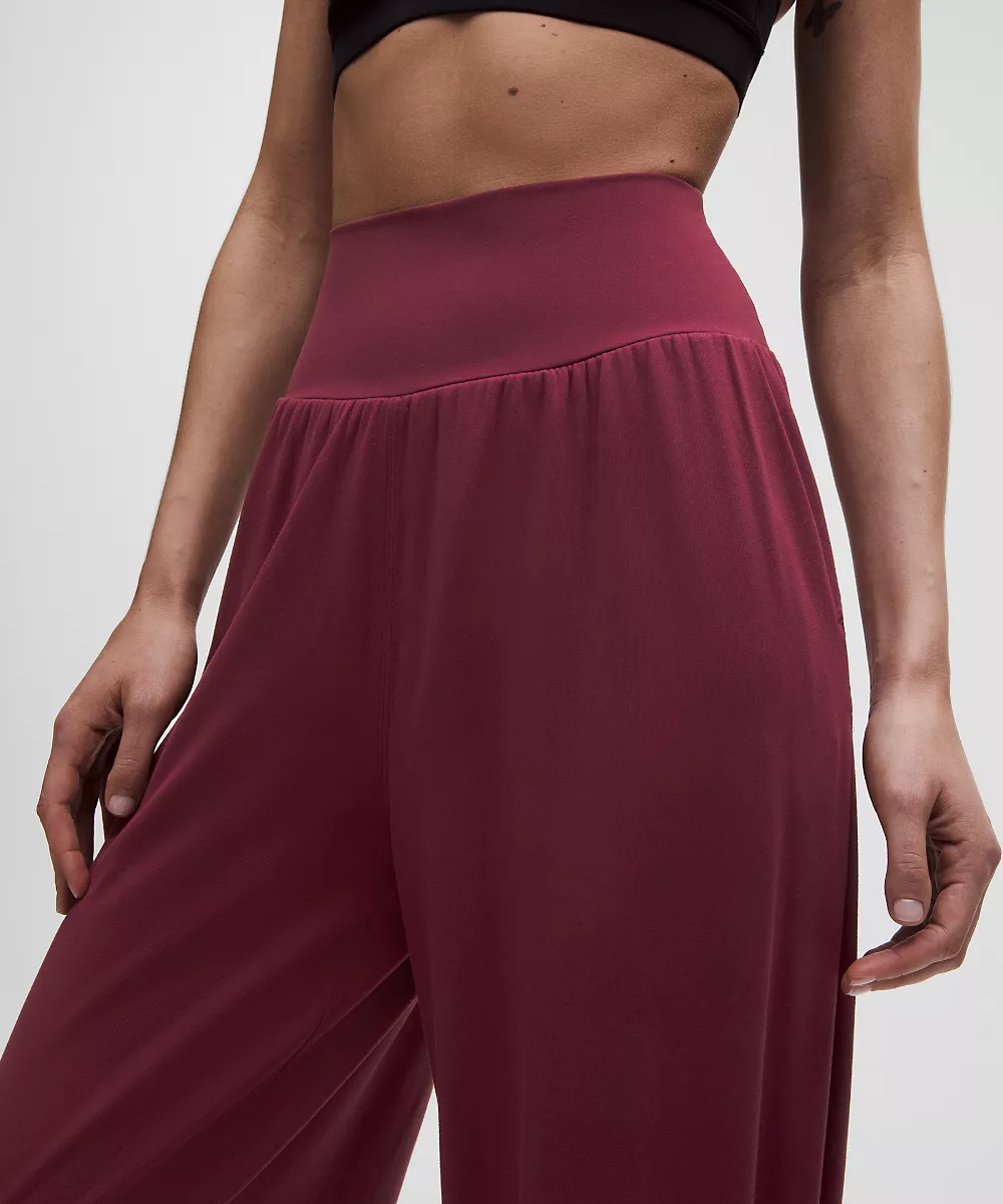 Jogging de yoga taille haute oversize fluide Rulu — Burgundy Bay, view 4