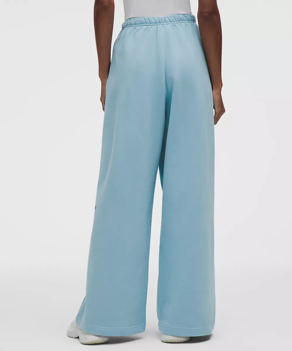 Pantalon en molleton français taille mi-haute jambe large — Seafoam, view 3
