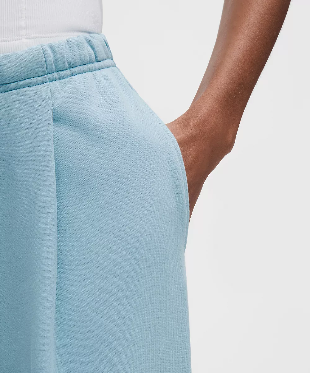 Pantalon en molleton français taille mi-haute jambe large — Seafoam, view 5