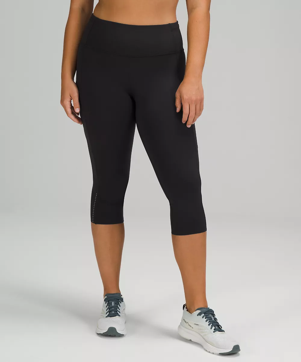 Legging court Fast and Free taille haute 19" *7 poches — Black, view 1