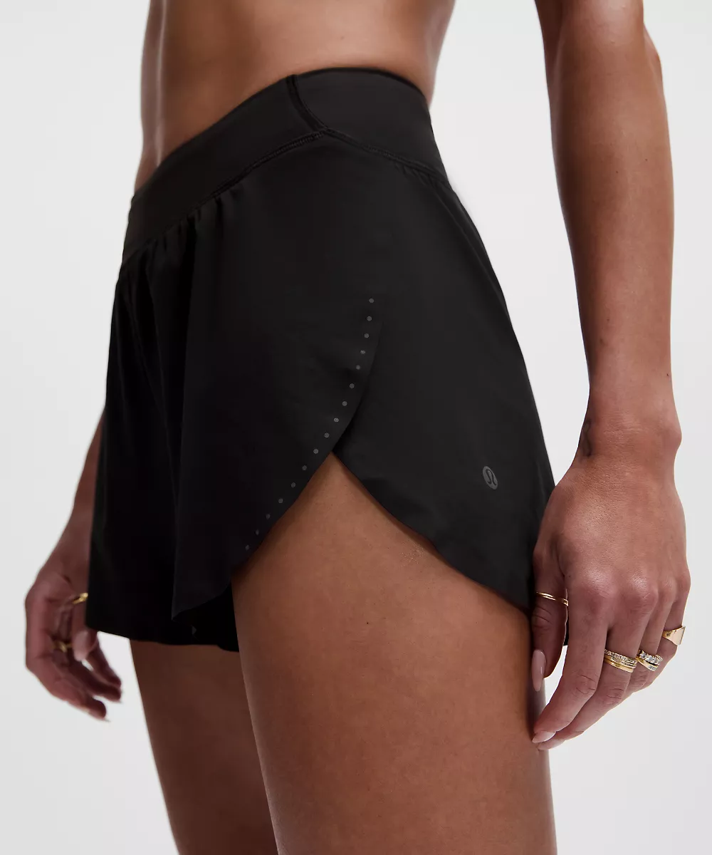 Short fendu Fast and Free taille haute coupe classique 3" — Black, view 1
