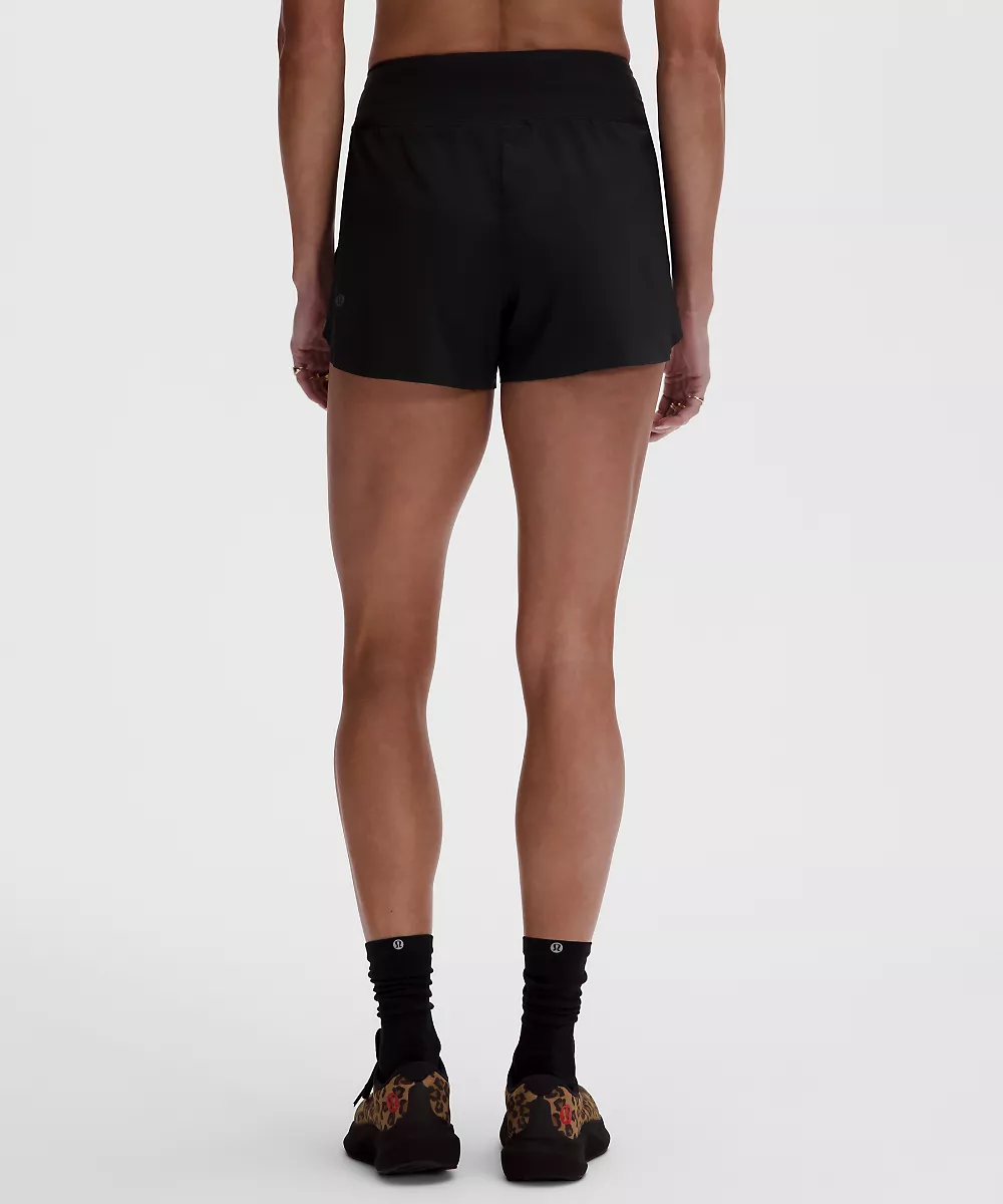 Short fendu Fast and Free taille haute coupe classique 3" — Black, view 3
