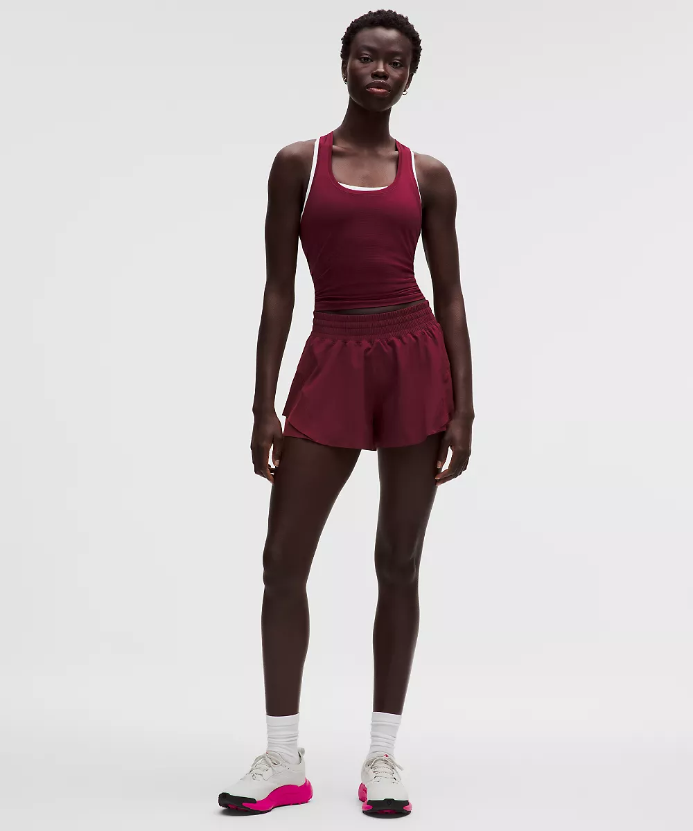 Short de running taille haute Shake It Out 2.5" — Burgundy Bay, view 2