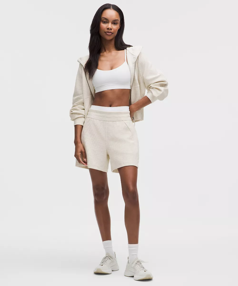 Short taille haute Scuba 5" *Waffle — Heathered Light Ivory, view 1