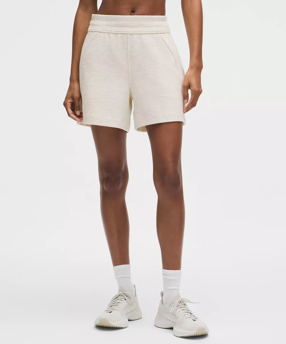 Short taille haute Scuba 5" *Waffle — Heathered Light Ivory, view 2