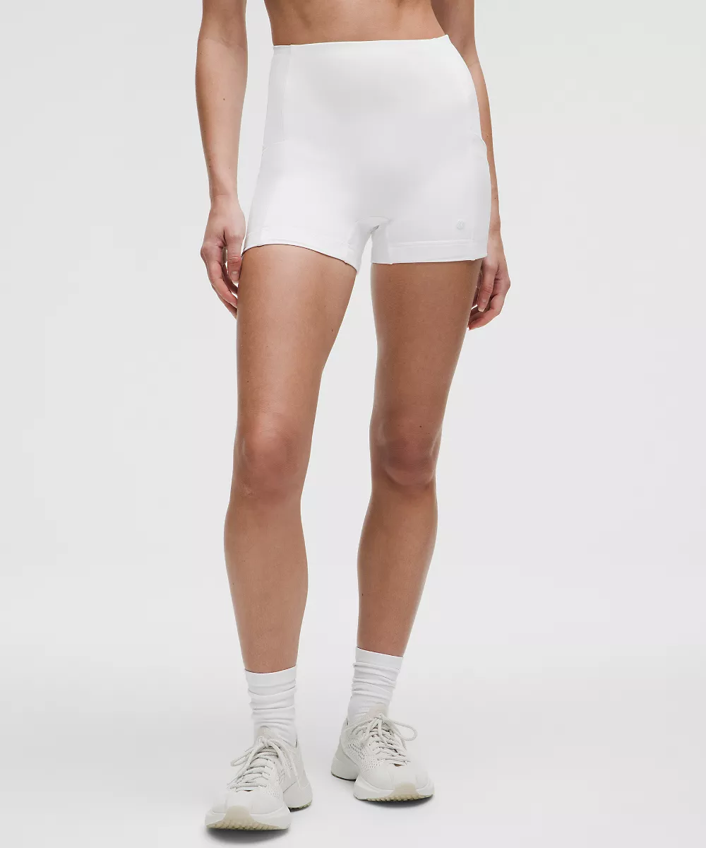 Short de tennis à superposer taille haute 3.5" — White, view 2