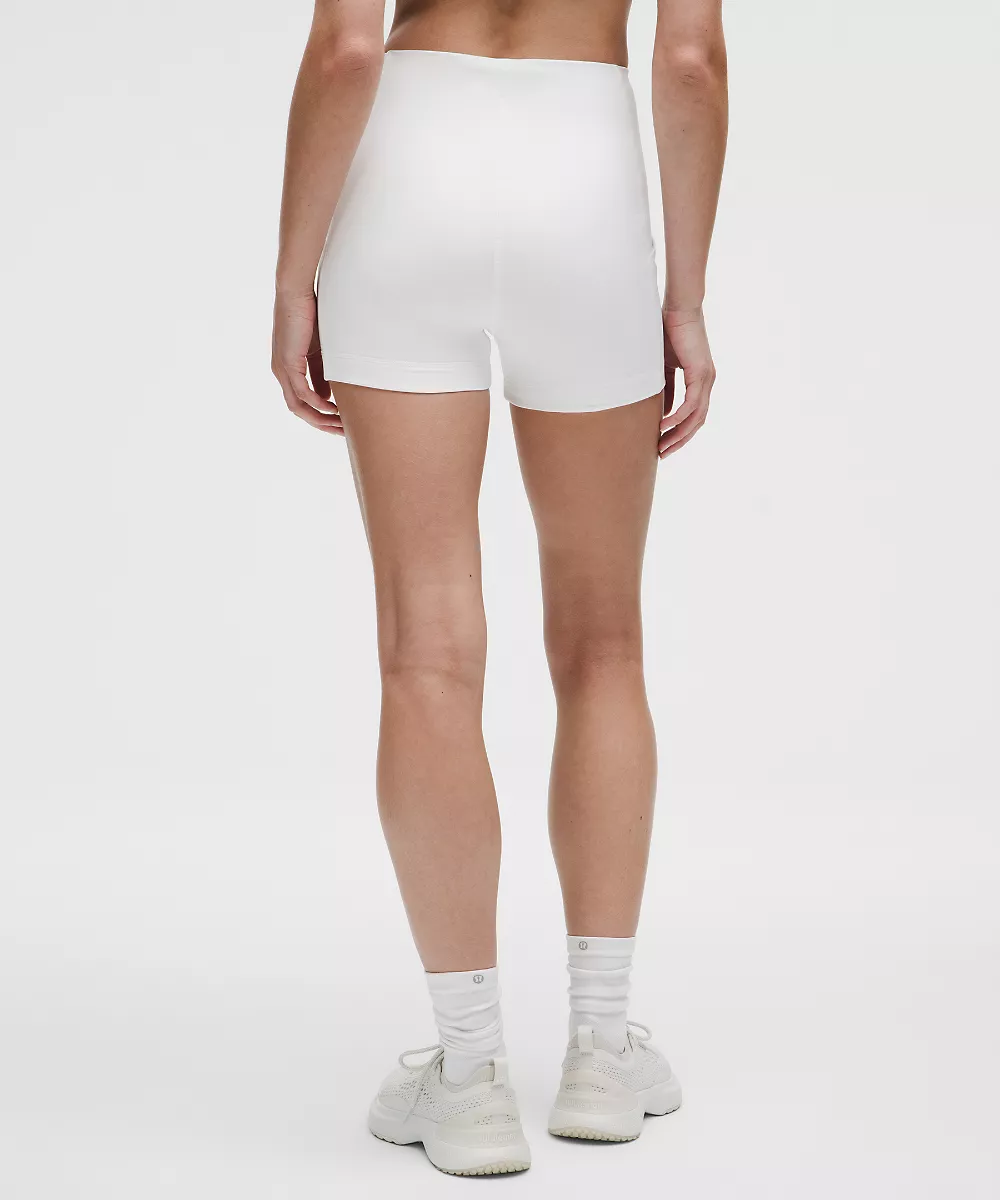 Short de tennis à superposer taille haute 3.5" — White, view 3