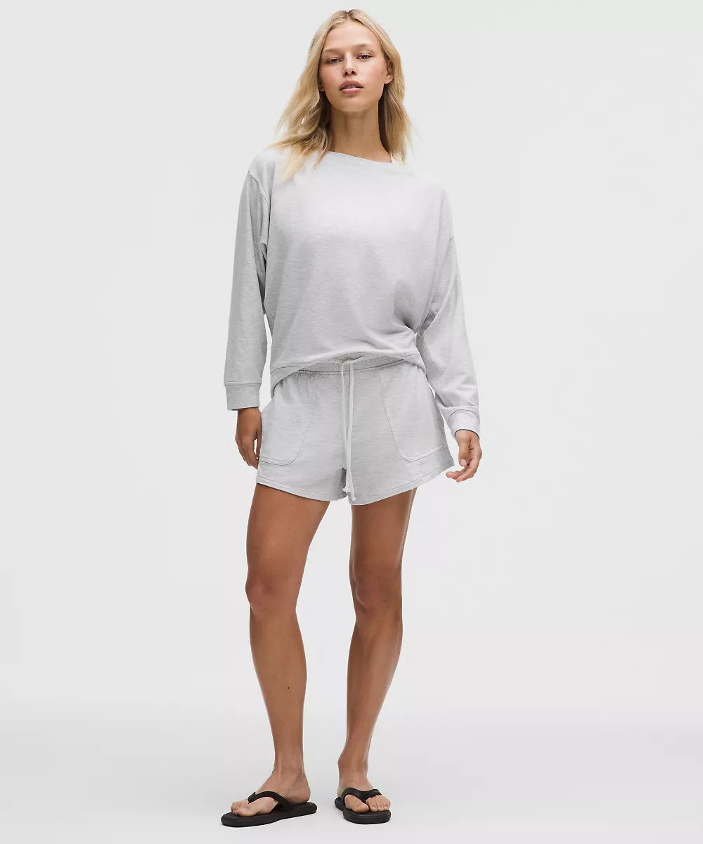 Short taille mi-haute à large ceinture BeCalm 3" — Heathered Core Ultra Light Grey, view 1
