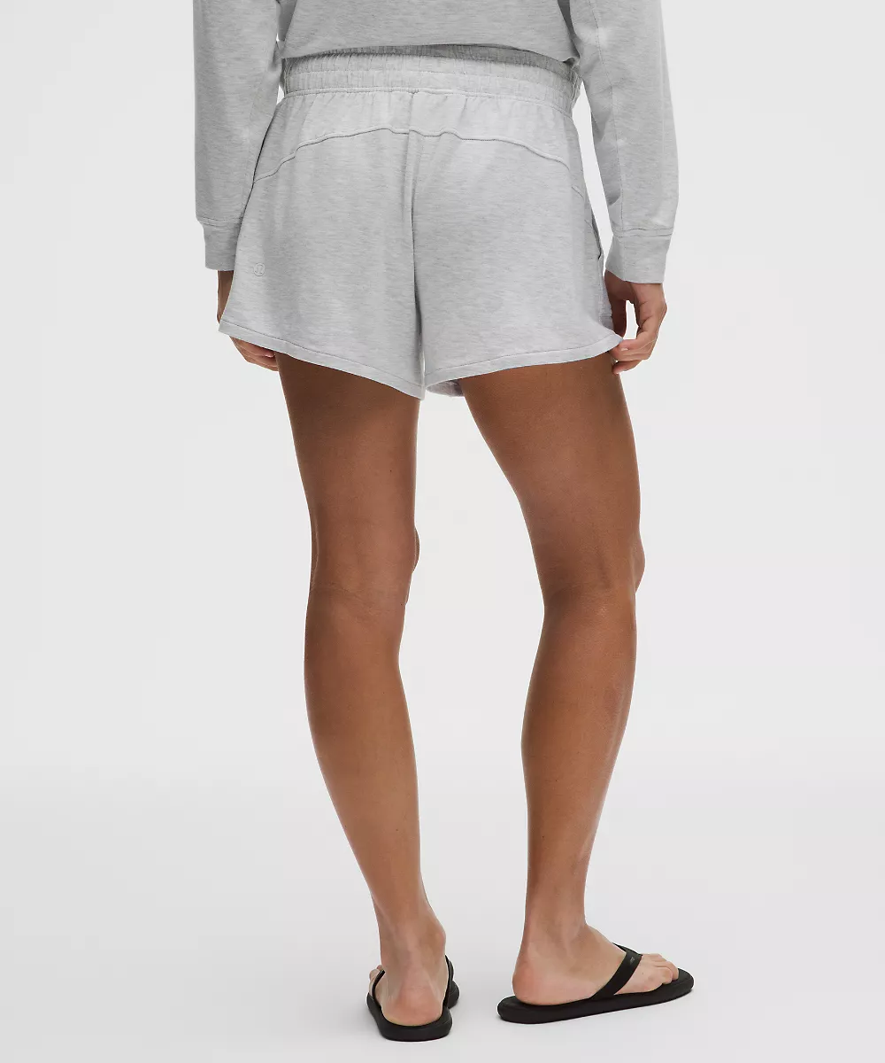 Short taille mi-haute à large ceinture BeCalm 3" — Heathered Core Ultra Light Grey, view 3