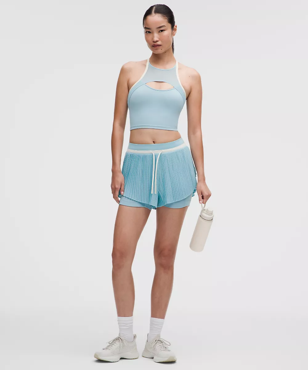 Short de tennis taille haute plissé Ace Advantage 2" — Seafoam/Light Ivory, view 1