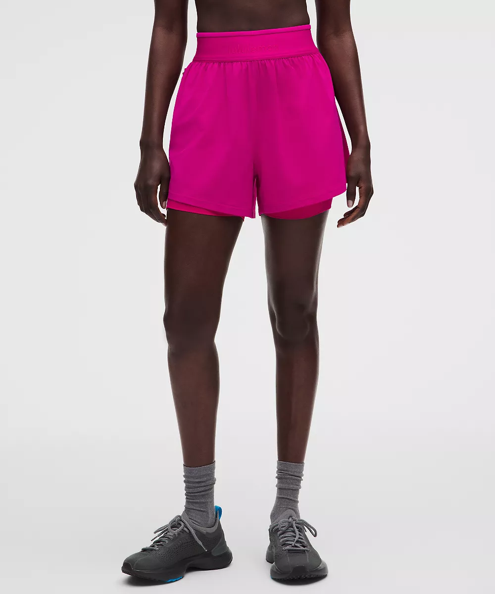 License to Train short 2-en-1 taille super haute — Pink Flare, view 4