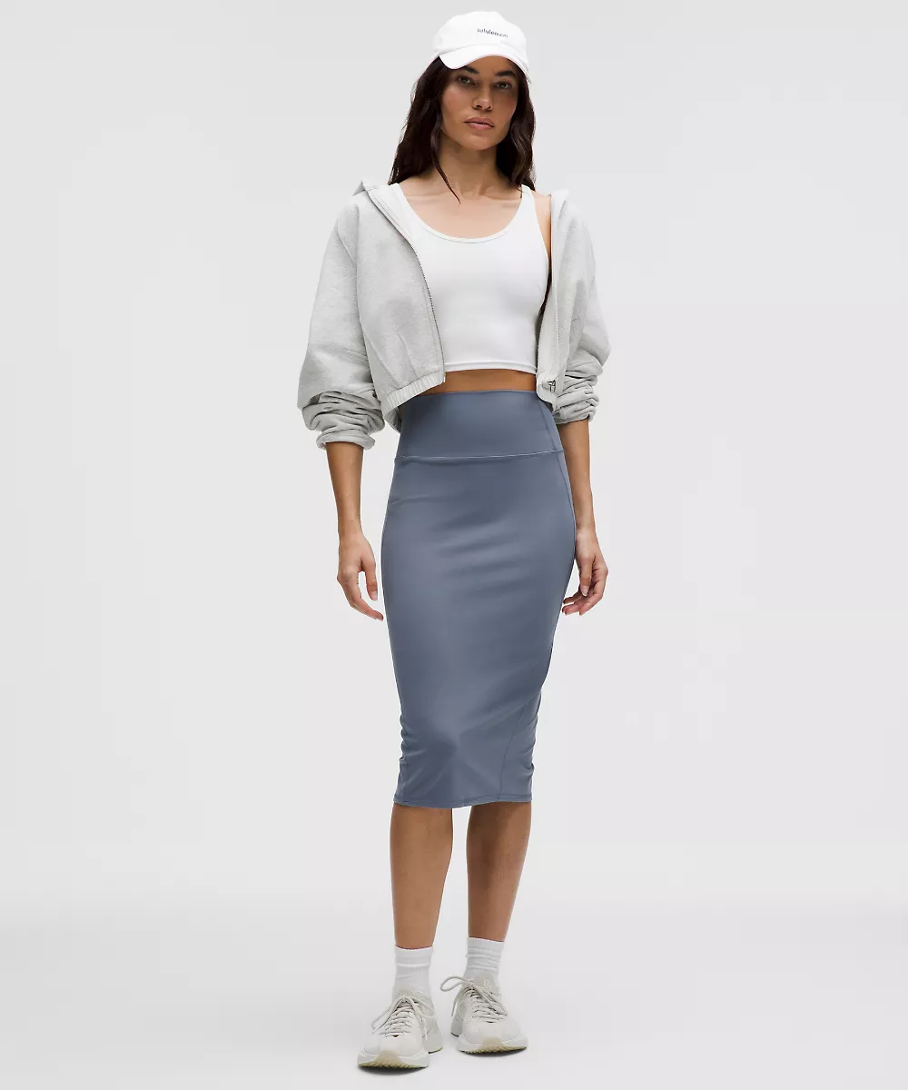 Jupe midi taille haute Nulu coupe ajustée — Oasis Blue, view 1